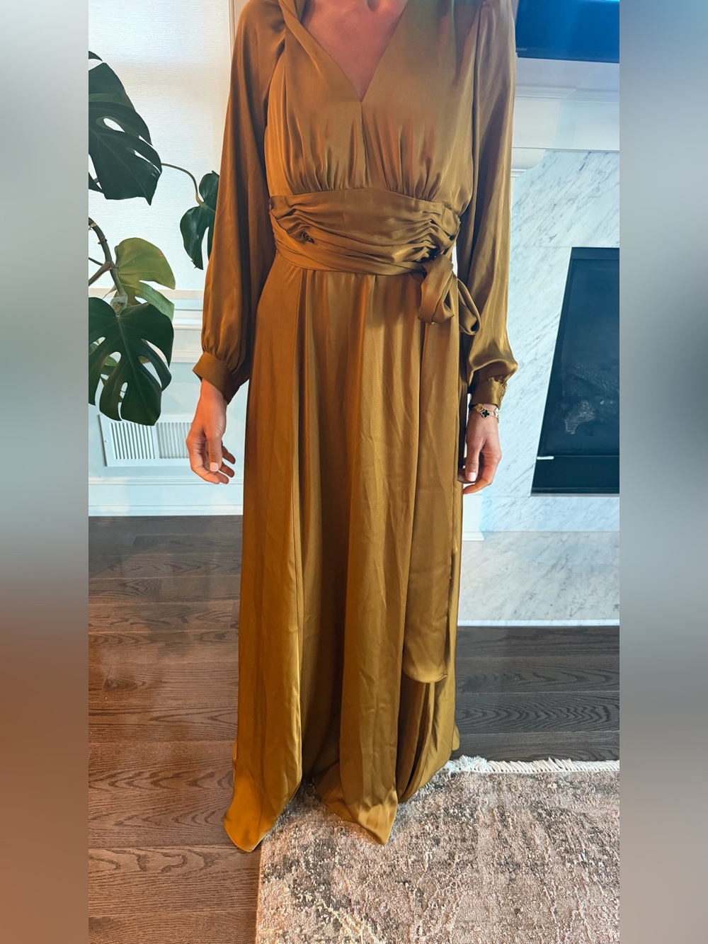 BCGBMaxAzria Women's Long-Sleeve Maxi Dress in Mustard